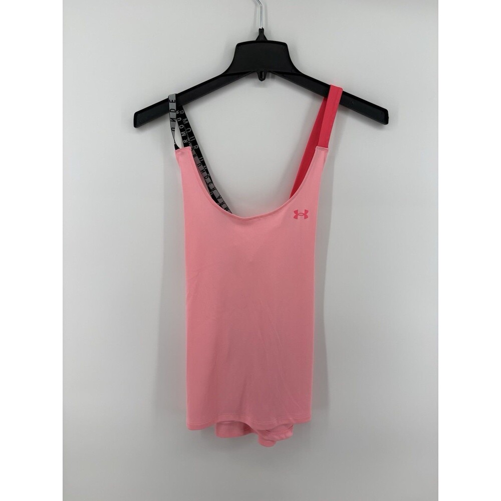 Under Armour Women’s Pink Cross Cross Back Tank Top Size Large Loose Heatgear